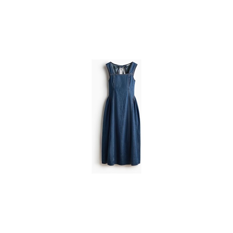 H&M - Keprové šatys rozšířenou sukní - Denim Blue
