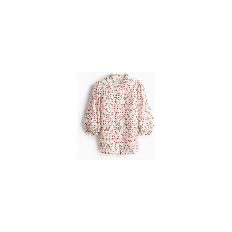 H&M - Halenkas balonovými rukávy - Krémová/Květiny