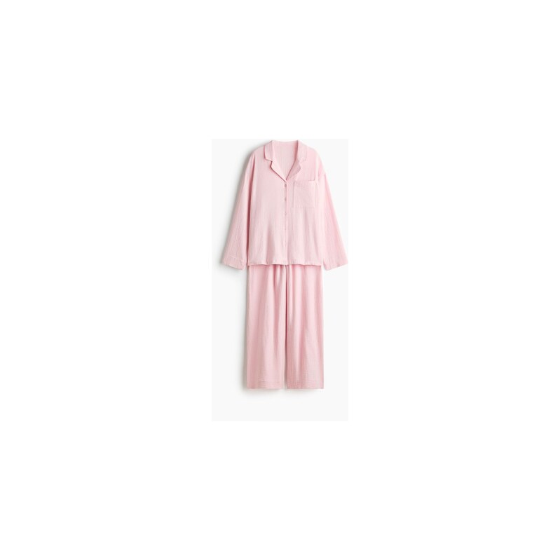 H&M - Pyžamo z bavlněného mušelínu - Světle Růžová