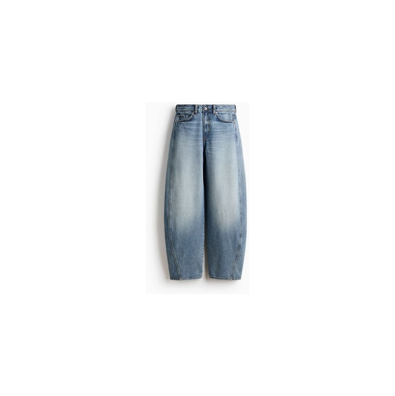H&M - Barrel High Waist Jeans - Světlý Denim Blue
