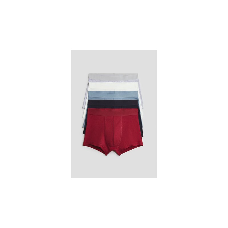 H&M - Bavlněné trenýrky 5 kusů - Modrá/Slonovinová/Červená