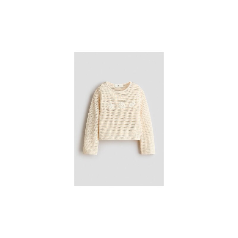 H&M - Bavlněný tops efektem háčkování - Krémová