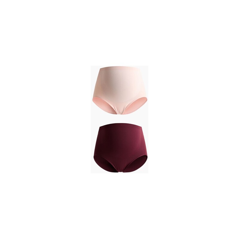 H&M - MAMA Bezešvé kalhotky Bump support 2 kusy - Vínová/Pudrově