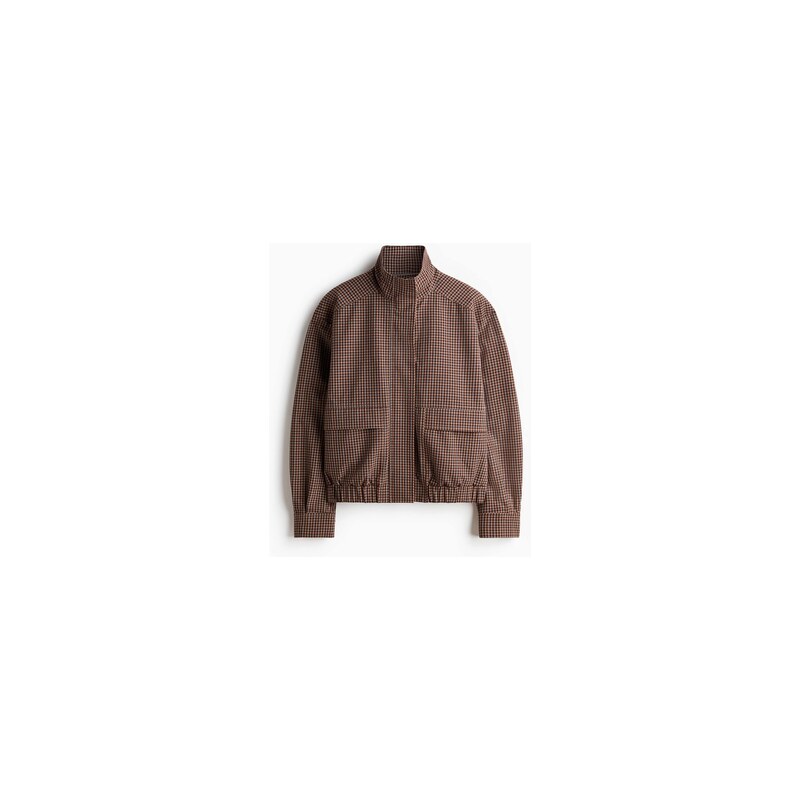 H&M - Oversized bunda utility - Tmavě Hnědá/Kostka