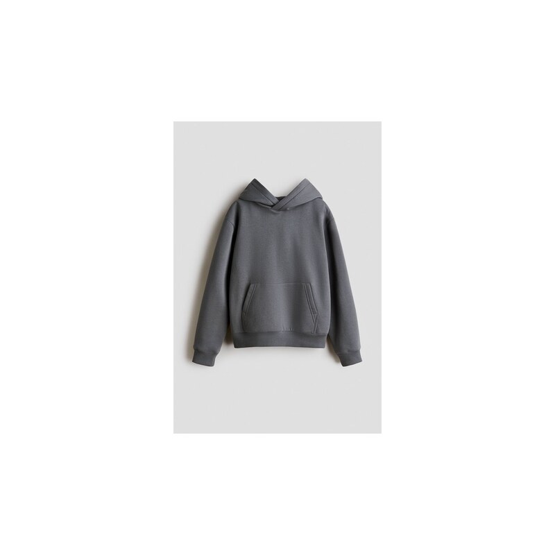 H&M - Mikinas kapucí a česaným rubem - Tmavě Šedá