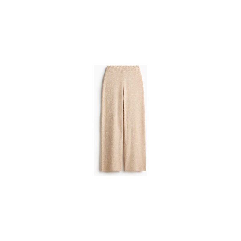 H&M - Široké pletené kalhoty - Světle Béžový Melír