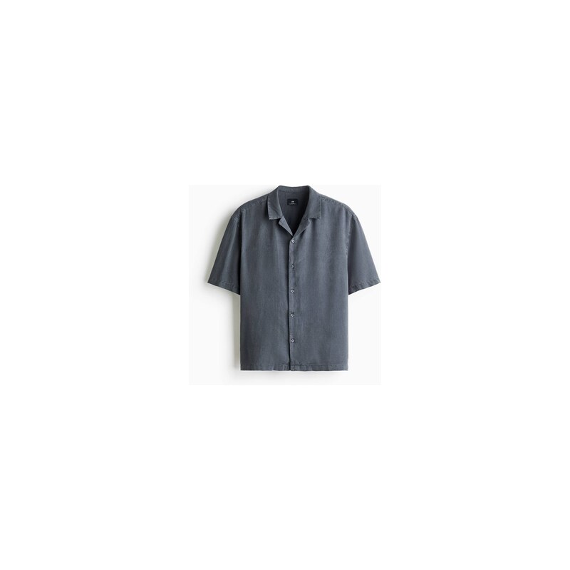 H&M - Košile z lněné směsis rozhalenkou Relaxed Fit - Tmavě Šedá