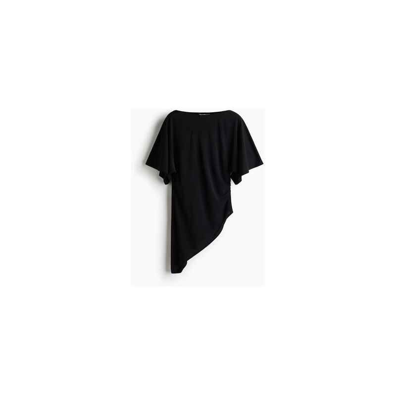 H&M - Asymetrický tops motýlkovými rukávy - Černá