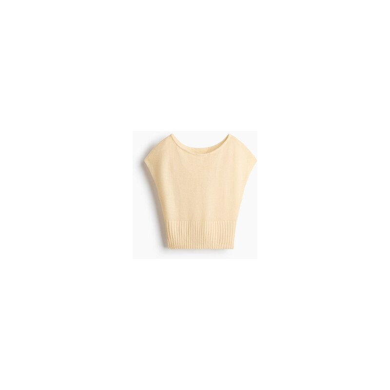 H&M - Pletený top odhalující ramena - Bledě Žlutá