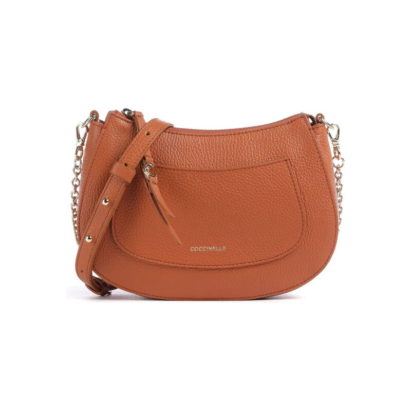 Coccinelle CE kožená crossbody kabelka hnědá