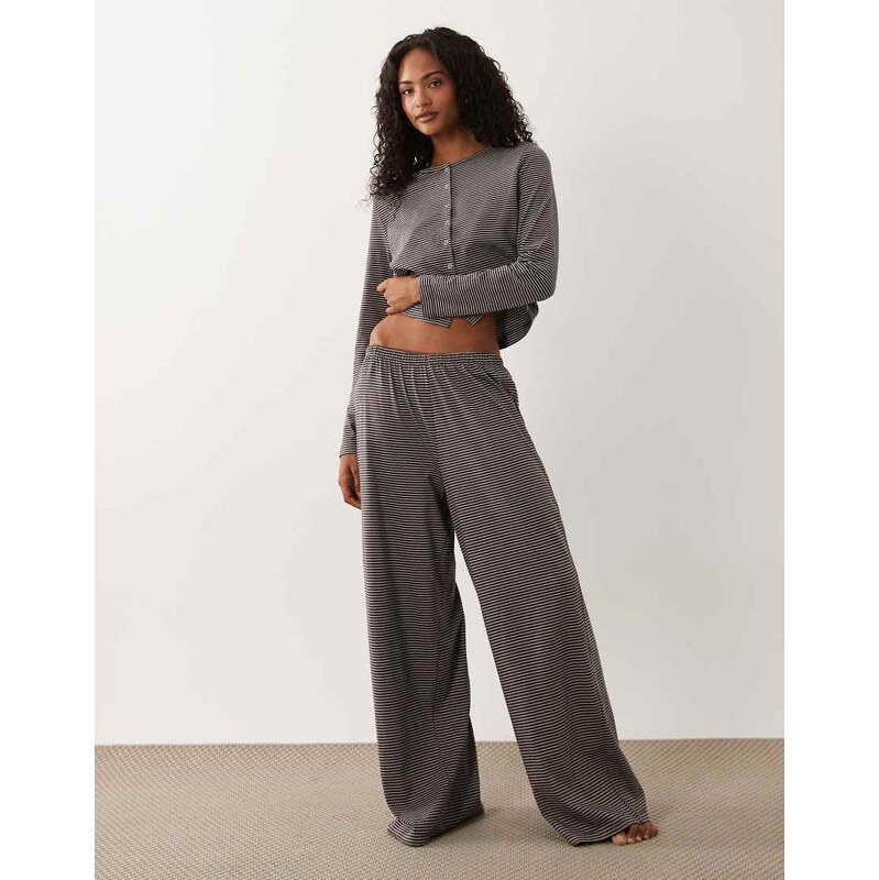 ASOS DESIGN mix & match pyjama trouser in brown stripe