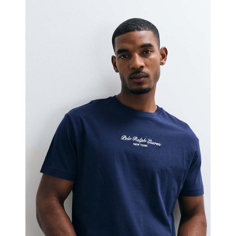 Polo Ralph Lauren NY script print t-shirt in navy
