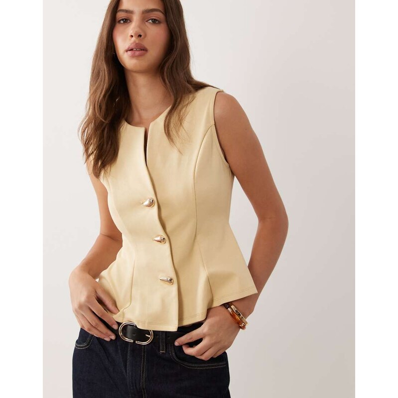 ASOS DESIGN interlock sleeveless peplum top with gold abstract