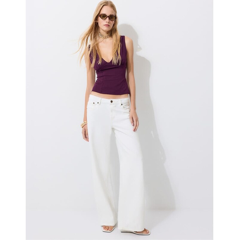 Stradivarius Fitted wide-strap top in purple
