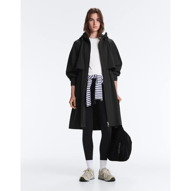 OYSHO Long extra lightweight 10k waterproof jacket in black