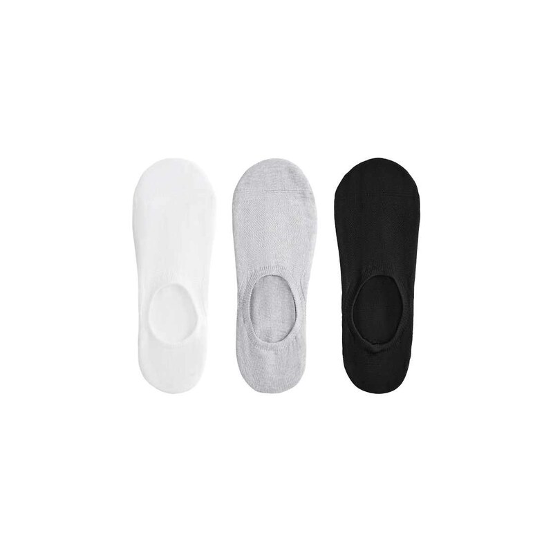 OYSHO 3-pack high-cut polyamide blend invisible trainer socks in