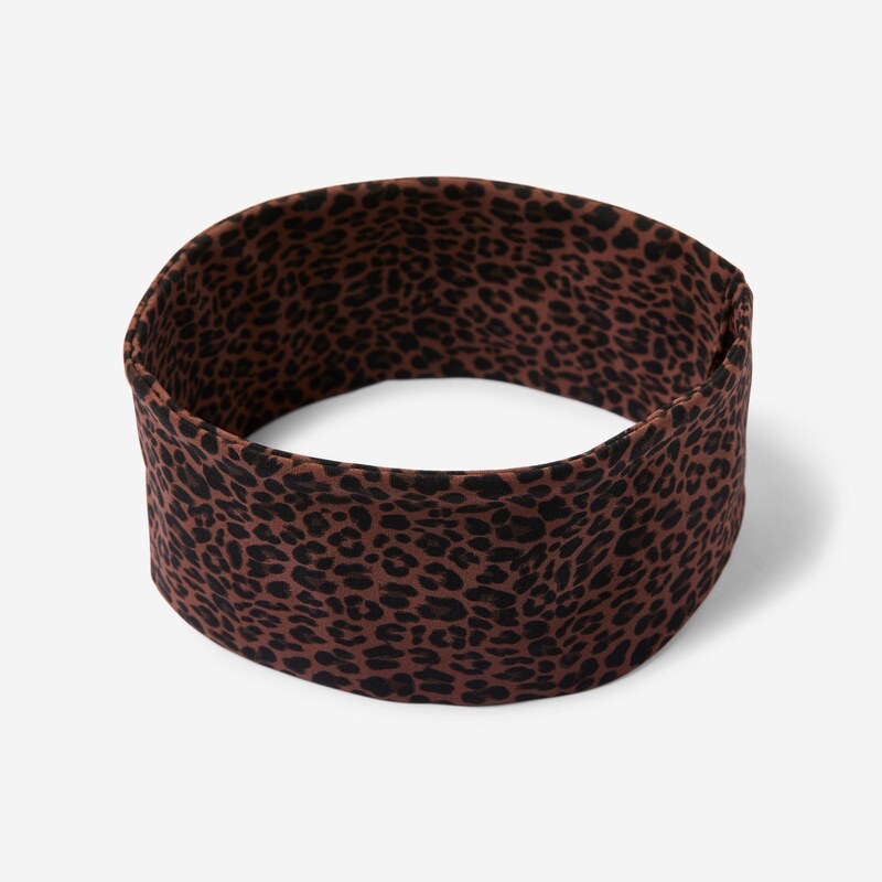 DOMYOS Dámská čelenka široká s leopardím potiskem