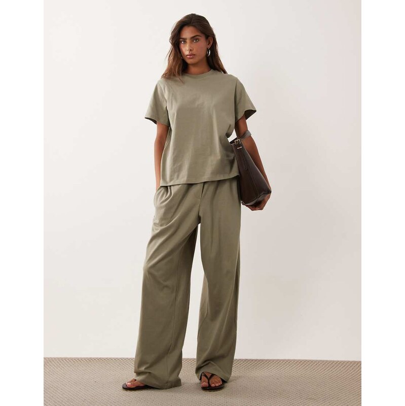 ASOS DESIGN cotton oversized balloon leg trouser co-ord in stone