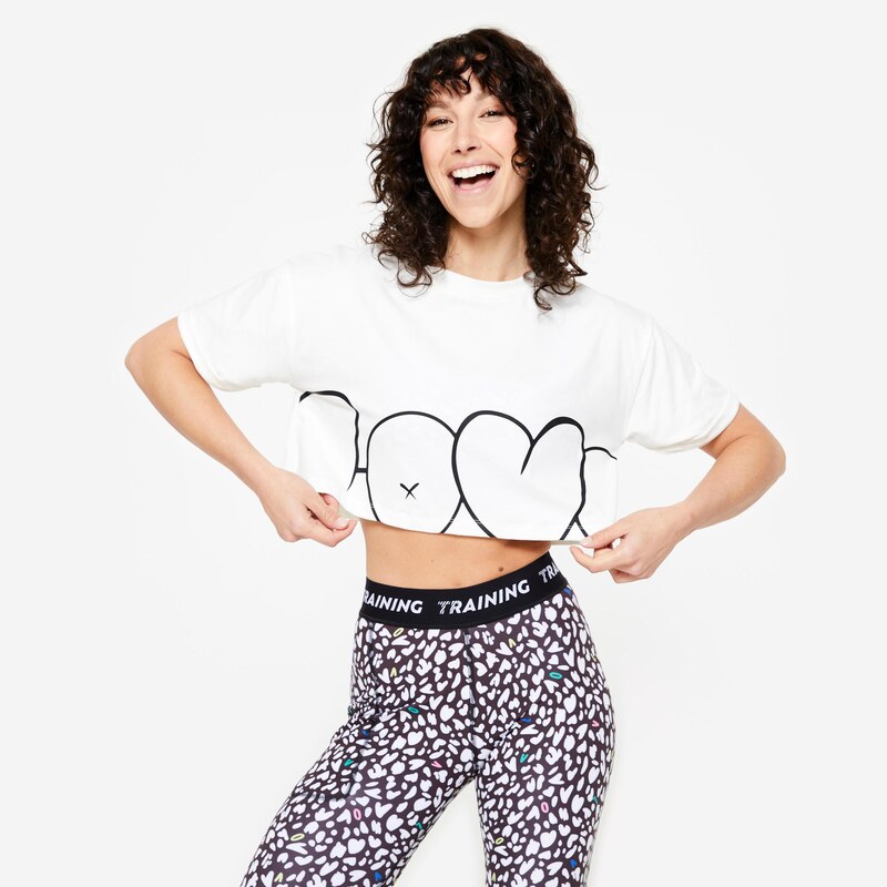 DOMYOS Dámské fitness tričko Crop top