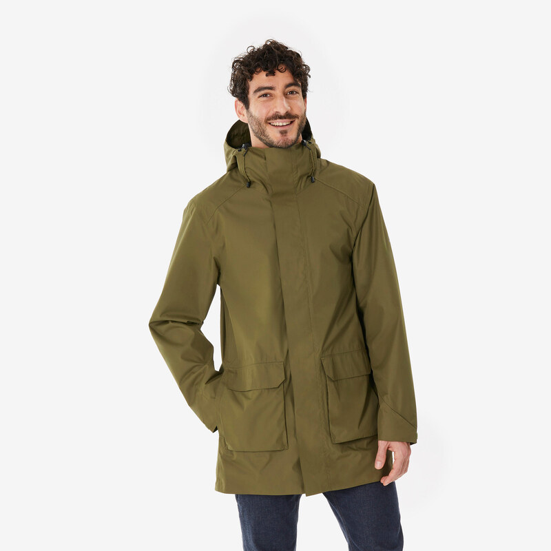 QUECHUA Pánská turistická dlouhá nepromokavá bunda NH 500