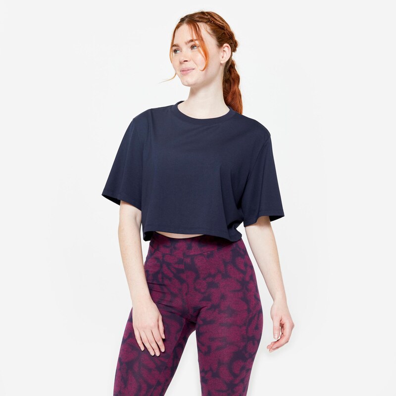 DOMYOS Dámské fitness tričko crop top