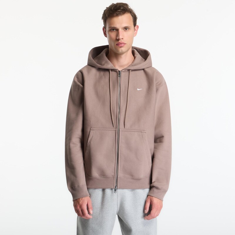 Mikina Nike Solo Swoosh Mens Full-Zip Fleece Hoodie Mink Brown/