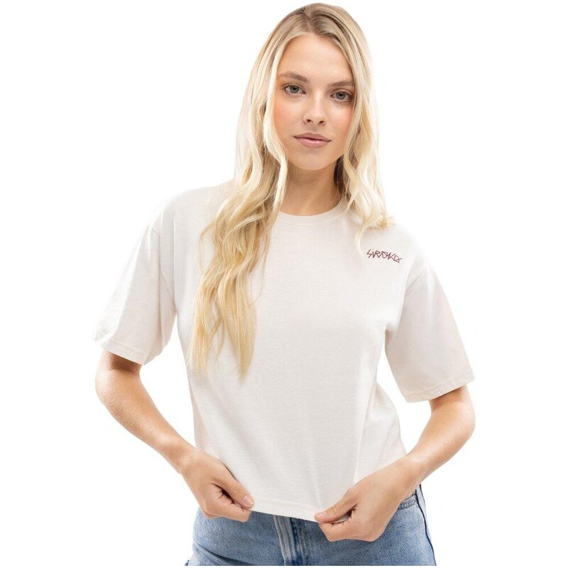 SIROKO Dámský crop top volného střihu IBZ Eivissa Ivory