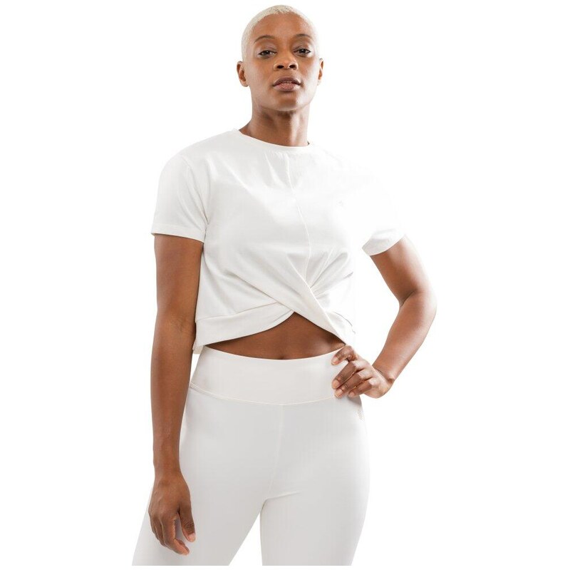 SIROKO Dámské sportovní tričko twist knot Space White