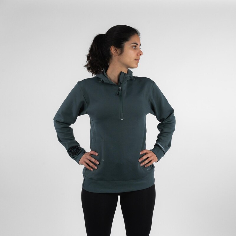 KIPRUN Dámská běžecká mikina s kapucí Run 500 Warm