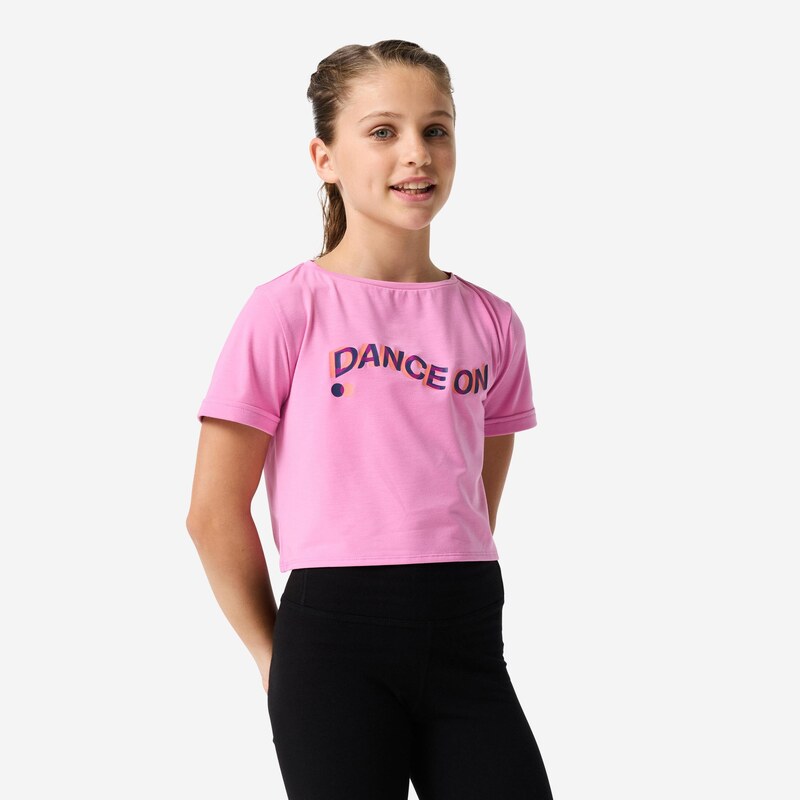 DOMYOS Dívčí tričko na moderní tanec crop top