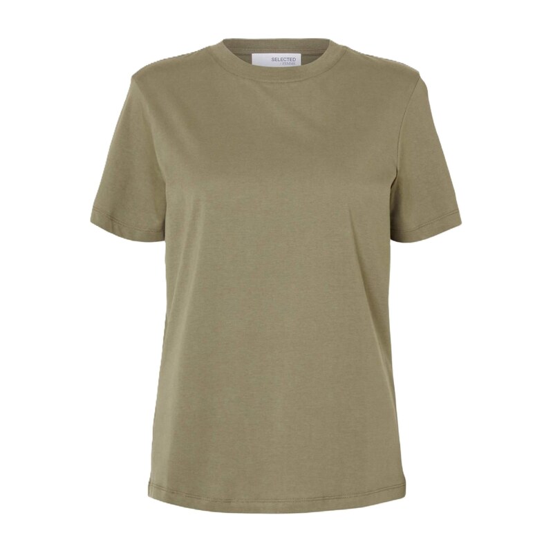 SELECTED Tričko SLFMYESSENTIAL khaki