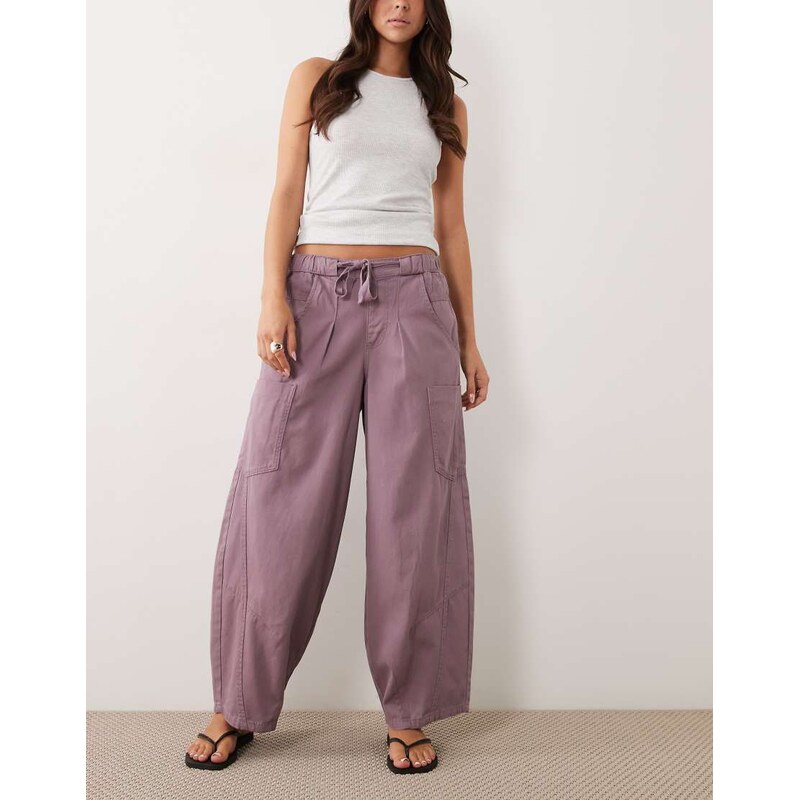 ASOS DESIGN volume laundered utility trousers in washed lilac