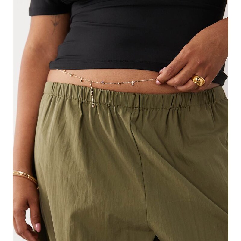 ASOS Curve ASOS DESIGN Curve belly chain with multi-coloured gem