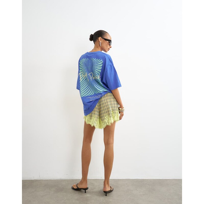 Topshop graphic Palm oversized t-shirt in blue