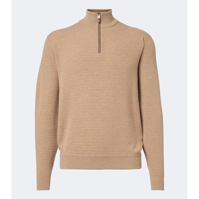 Canali Knitted wool and cashmere zip-up sweater