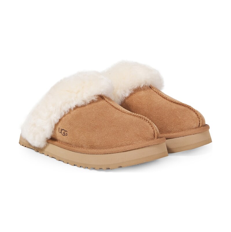 UGG Kids Disquette shearling-trimmed suede slippers