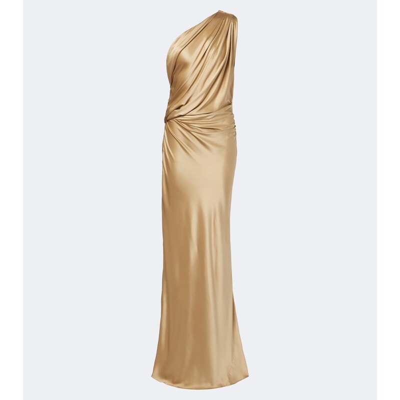 The Sei One-shoulder draped silk satin gown