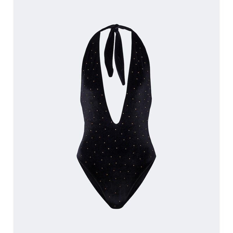 Balmain Embellished velvet swimsuit