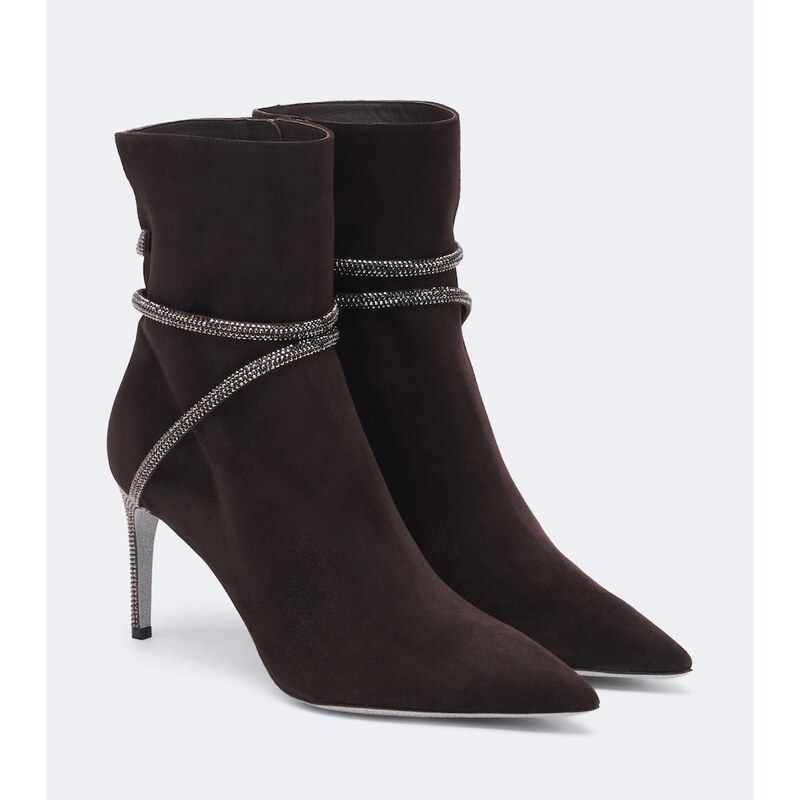 Rene Caovilla Cleo embellished suede ankle boots