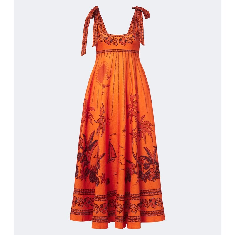 Alémais Boathouse printed linen midi dress