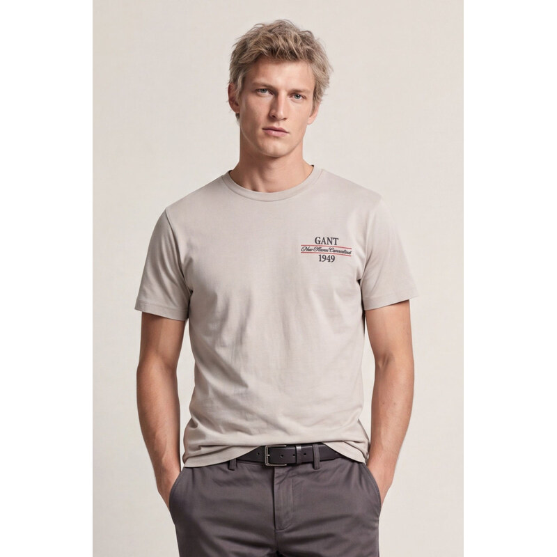TRIČKO GANT GRAPHIC SS T-SHIRT MIST TAUPE