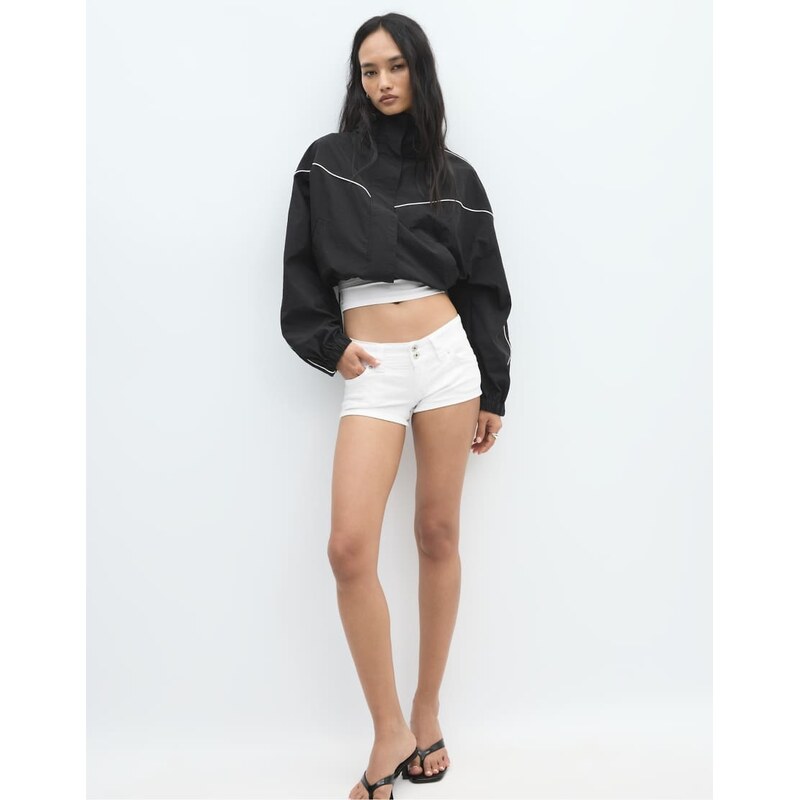 Stradivarius Cropped technical jacket in black