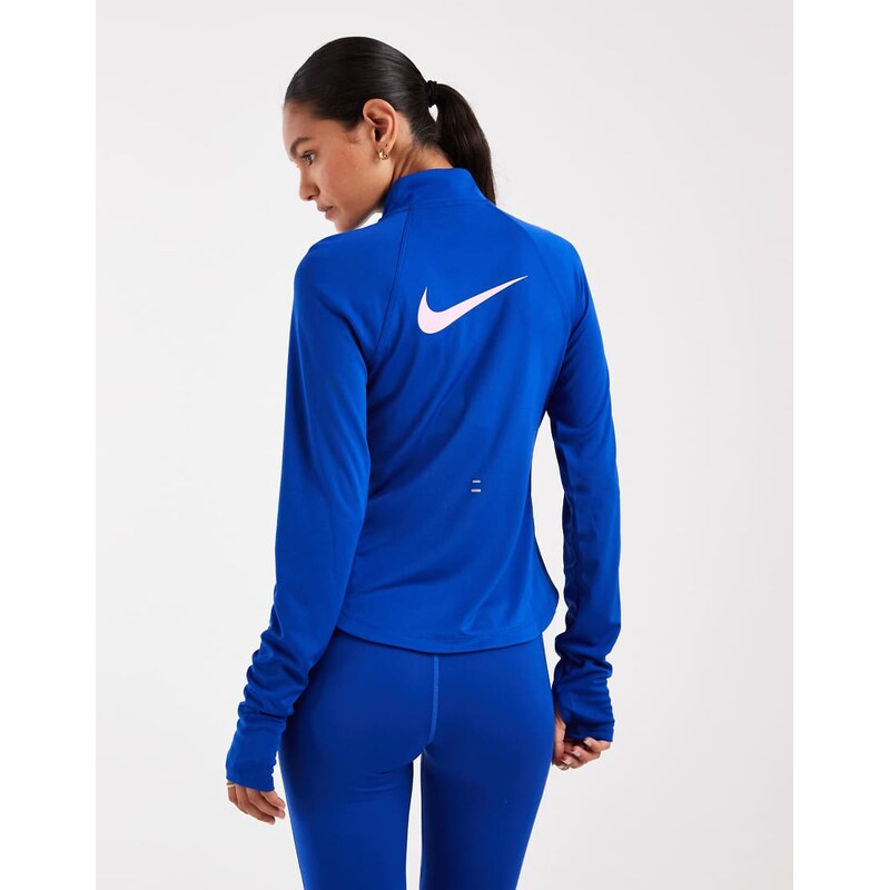 Nike Running Tempo Dri-FIT half zip top in blue