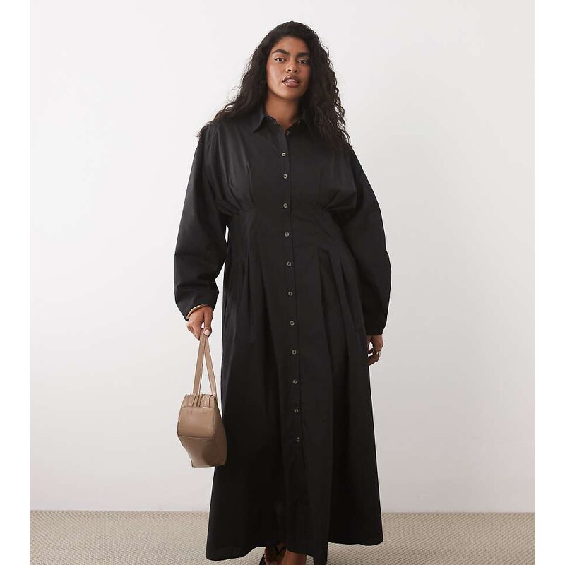 ASOS Curve ASOS DESIGN Curve cinched detail maxi shirt dress in