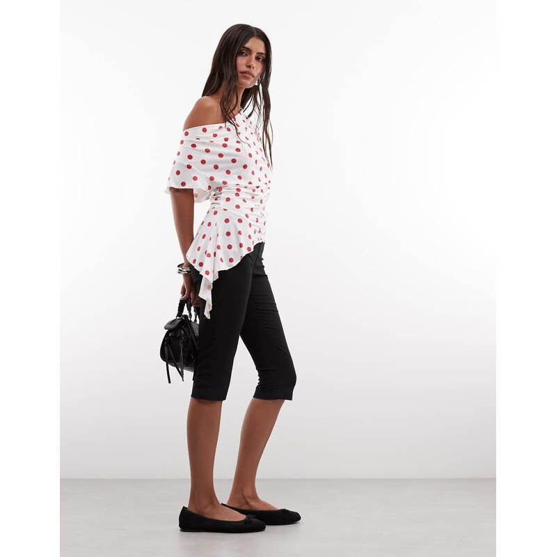Reclaimed vintage asymmetric top in red spot-Multi