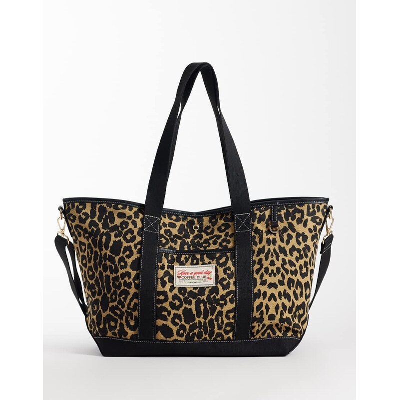 Accessorize canvas shopper tote bag in leopard-Multi