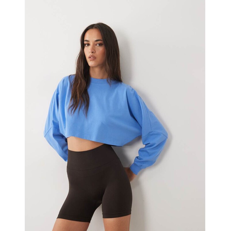 4505 heavyweight cotton drop shoulder cropped long sleeve t