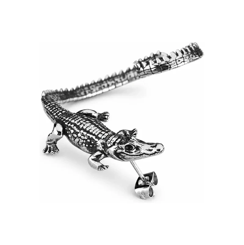 Titan Jewerly Záušnice z chirurgické oceli na puzetu Krokodýl