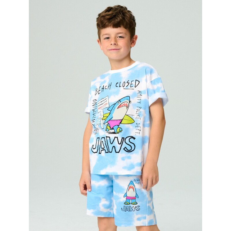 Sinsay - Kraťasy tie-dye Jaws - modrá