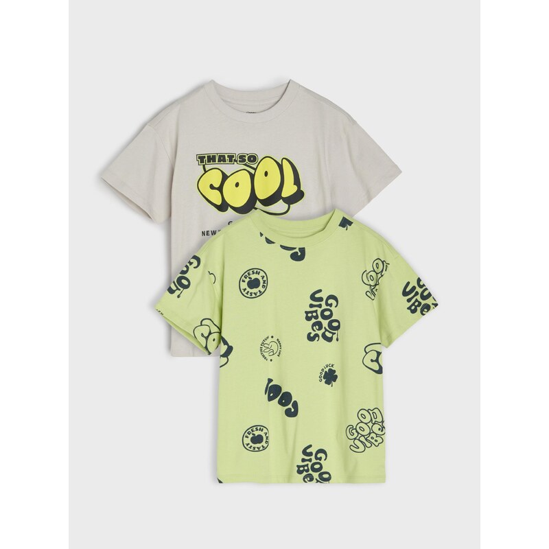 Sinsay - Bavlněná trička 2 pack - šedá
